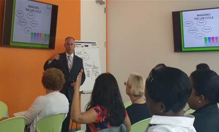 Dave running a "Project Management Survival" Lunch and Learn in New York City